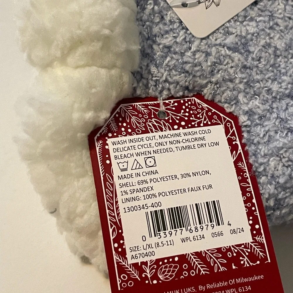 MUK LUKS Aloe Infused Faux Fur Lined Gray Socks Women's Size L/XL (8.5-11)
